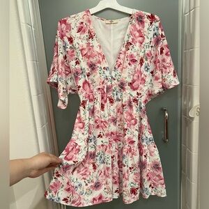 NEW pink floral flutter Flowy dress